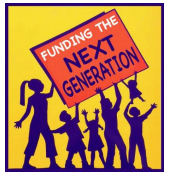 This image is showing people donating money to fund the next generation. Full Text: FUNDING THE NEXT GENERATION
