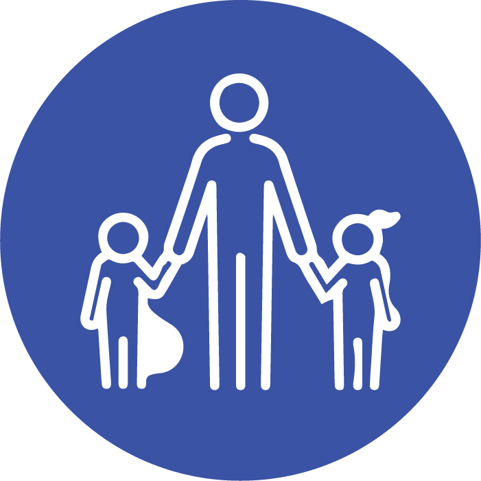 Icon showing 1 adult and 2 children