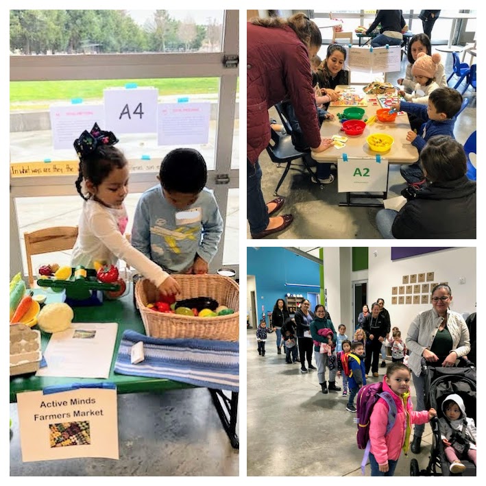 A person and person are enjoying the outdoor child-friendly atmosphere of the Active Minds Farmers Market.